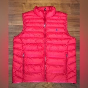 Polo Ralph Lauren Men's Down Pony Full Zip Packable Quilted Vest Red Size L New